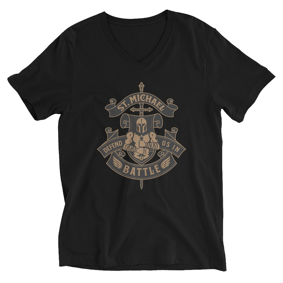 Defend us in battle - Knight with sword Unisex V-Neck Tee