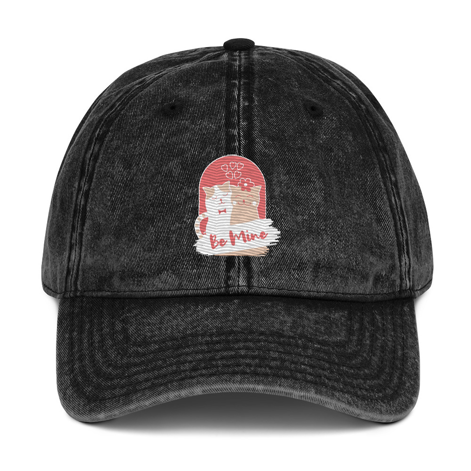 Be Mine - Cute Cat Couple Vintage Cap