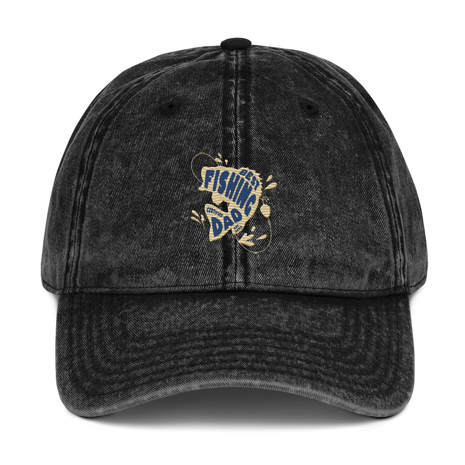 Best Fishing Dad - Typography Vintage Cap