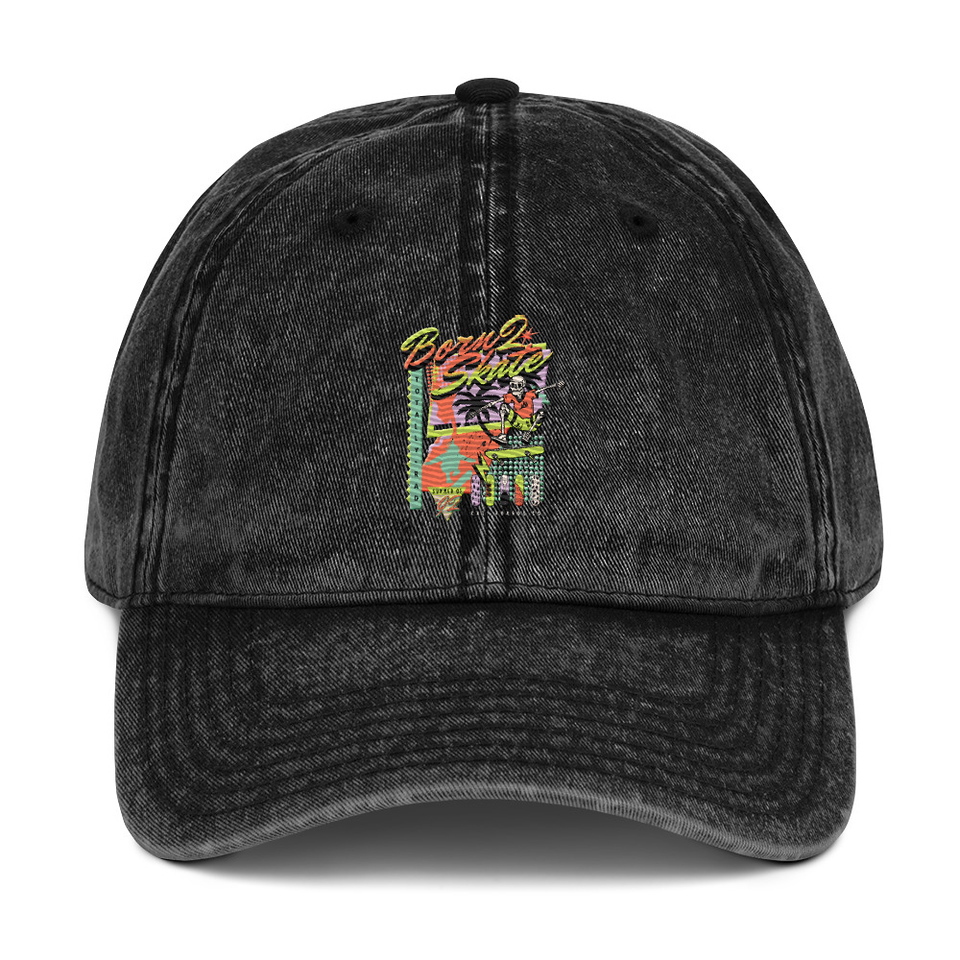 Born 2 Skate - Retro Skeleton Vintage Cap