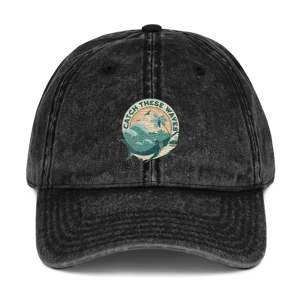 Catch These Waves Shark  Vintage Cap