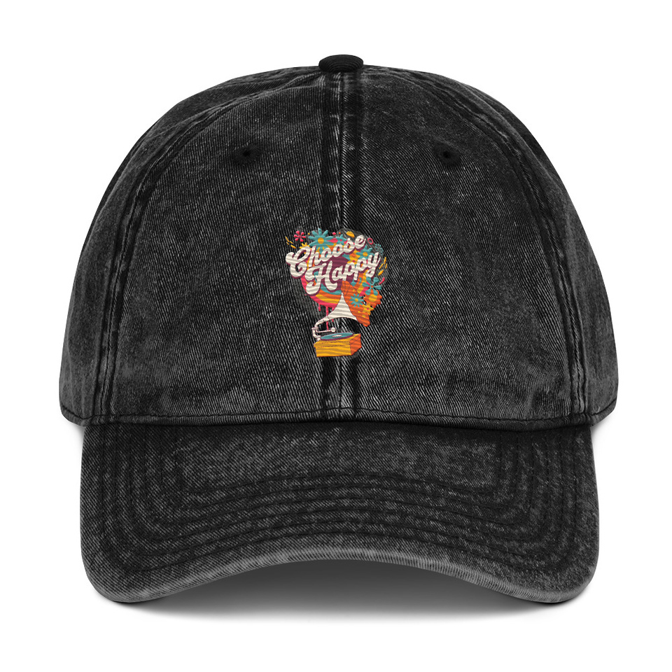 Choose Happy - Retro Music Vintage Cap