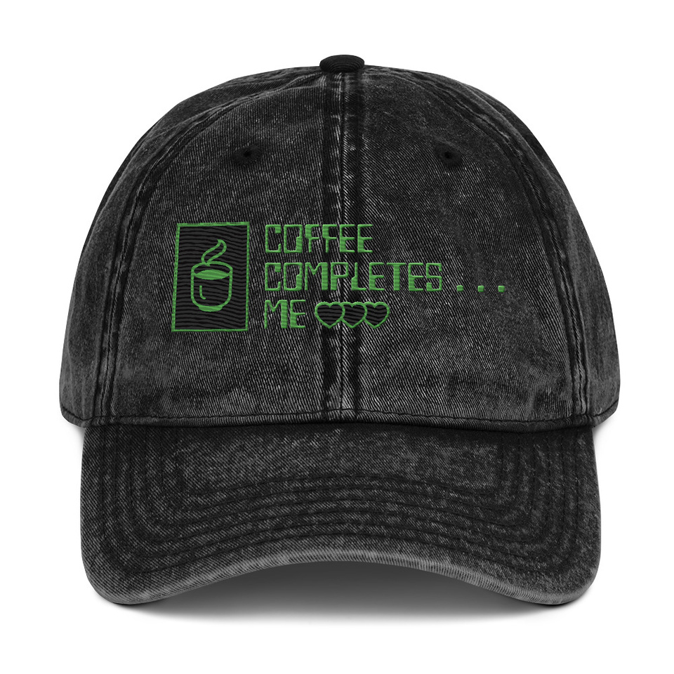 Coffee Completes Me - Neon Heart Vintage Cap