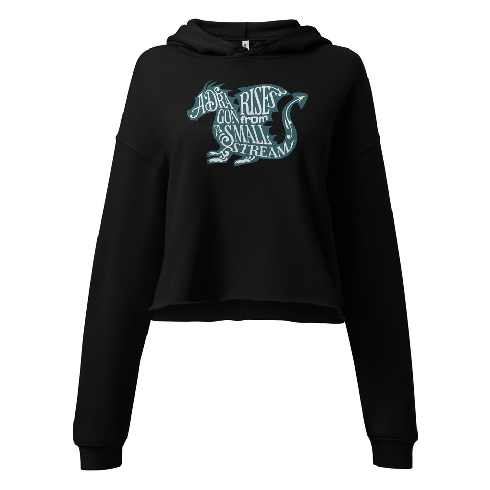 A Dragon Rises - Typographic Lettering Women's Cropped Hoodie