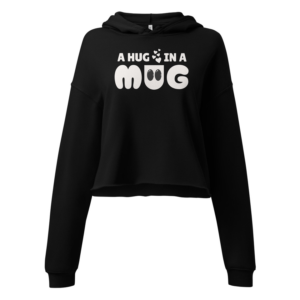 A Hug in a Mug - Funny Cartoon Women's Cropped Hoodie