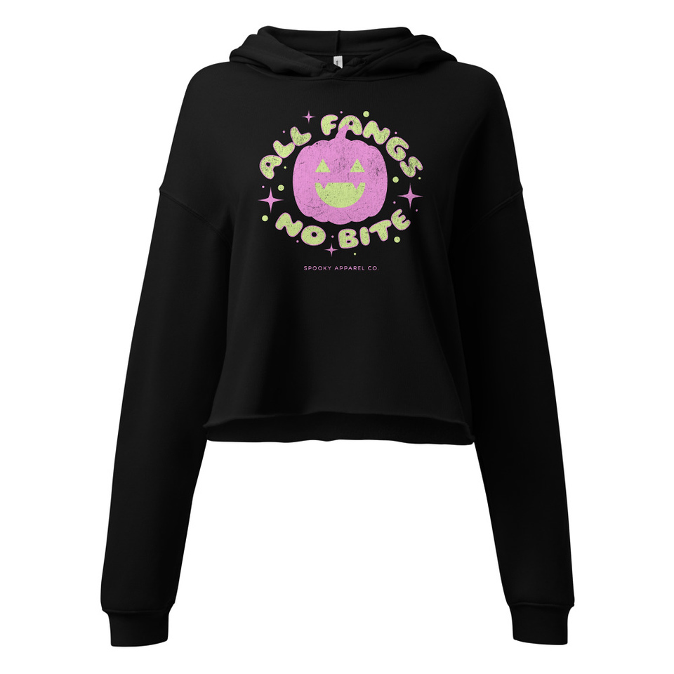 All Fangs No Bite - Halloween Women's Cropped Hoodie