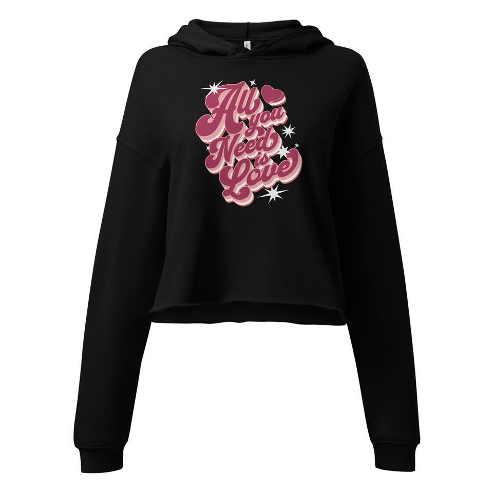 All You Need is Love - Retro Valentines Day Women's Cropped Hoodie
