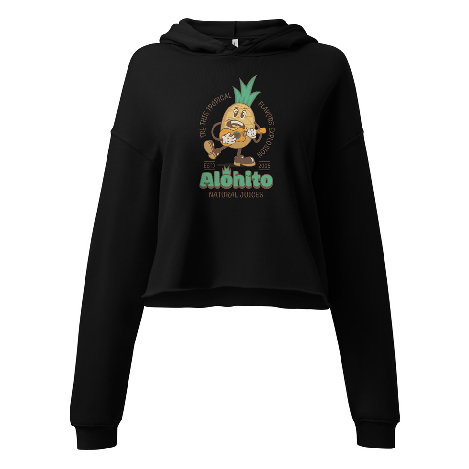 Alohito Natural Juices - Pineapple Mascot Women's Cropped Hoodie