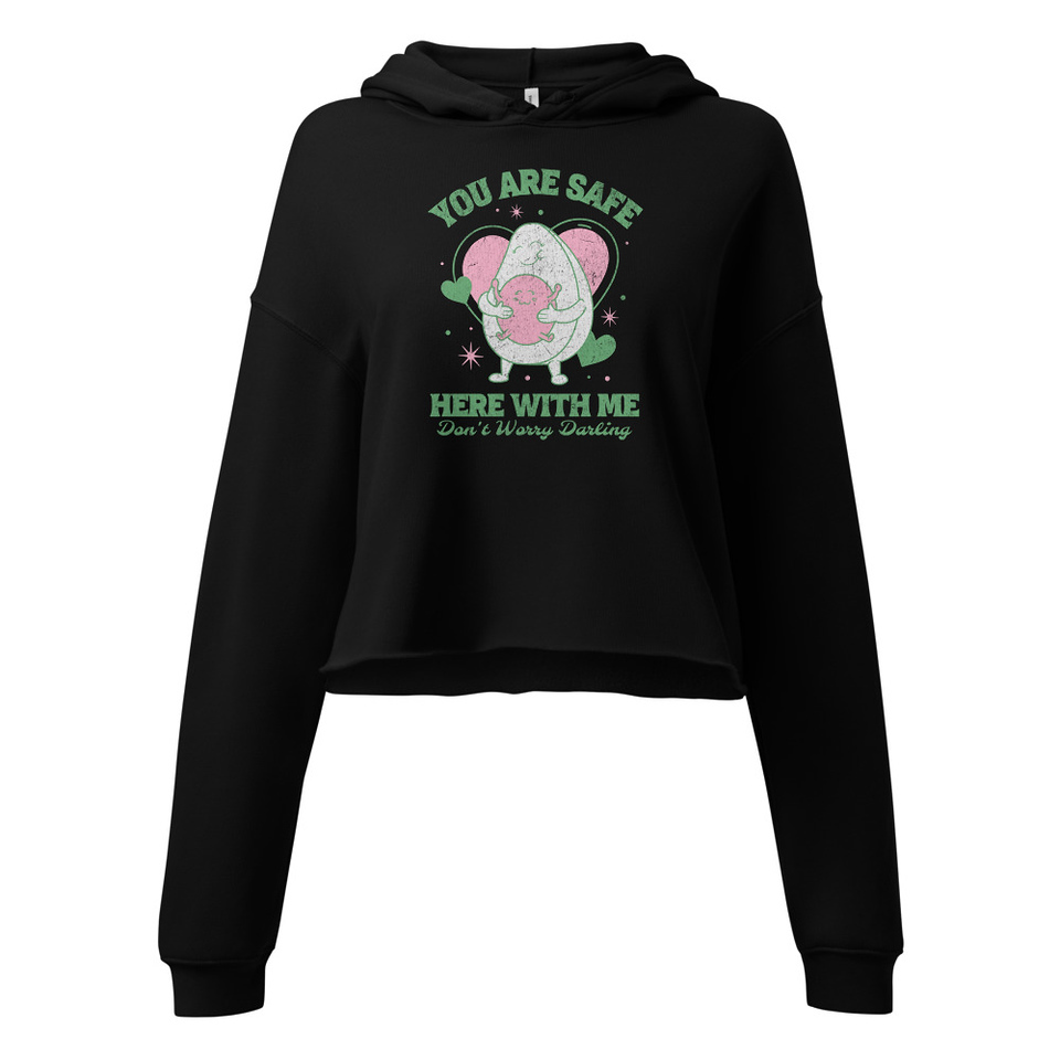 Avo Love - Typographic Cartoon Streetwear Women's Cropped Hoodie