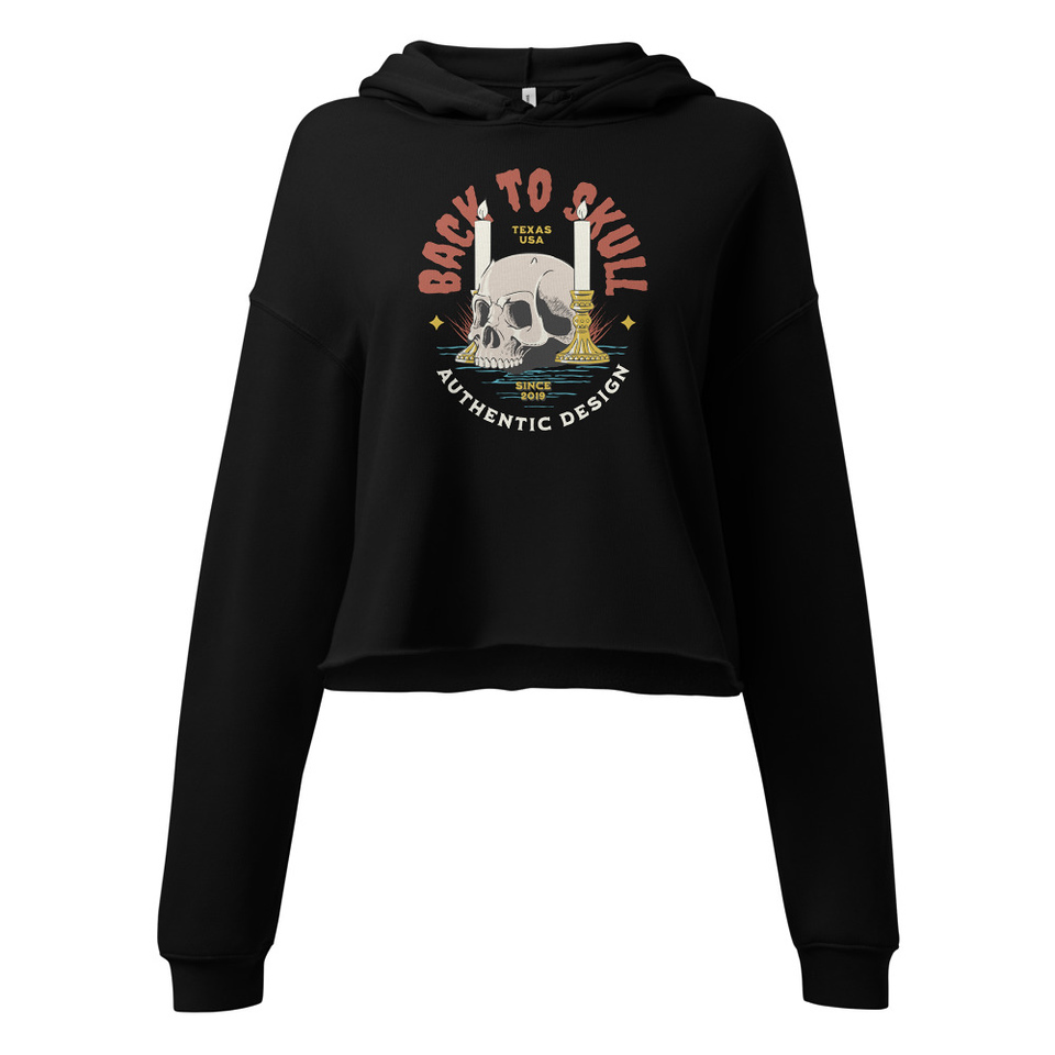 Back to Skull - Authenthic Design  Women's Cropped Hoodie