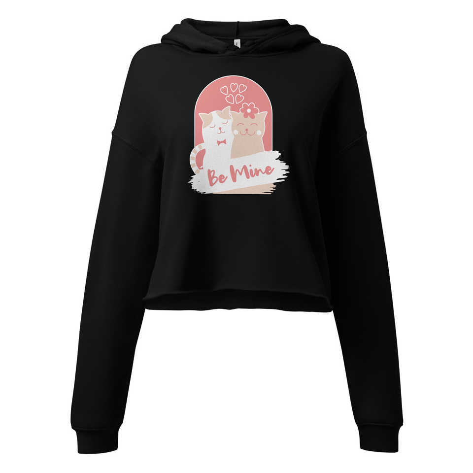 Be Mine - Cute Cat Couple Women's Cropped Hoodie