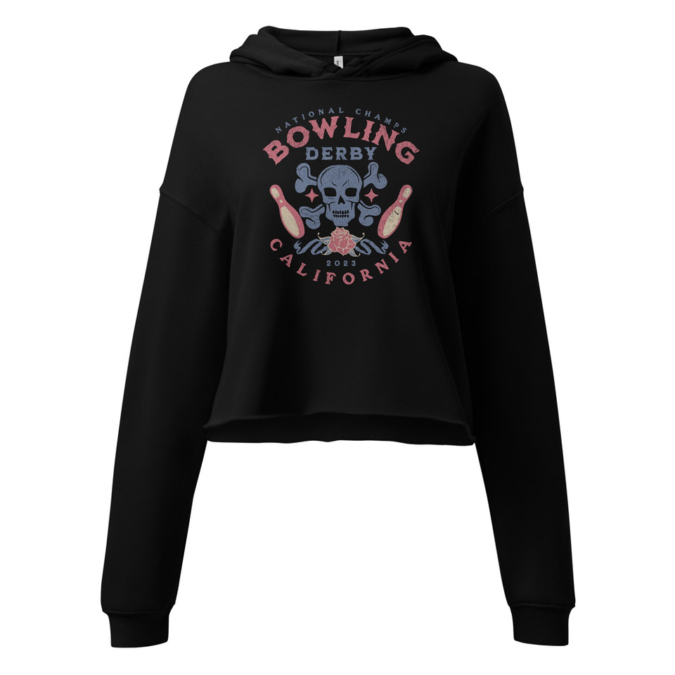 Bowling Derby Champs - Grunge Skull Women's Cropped Hoodie