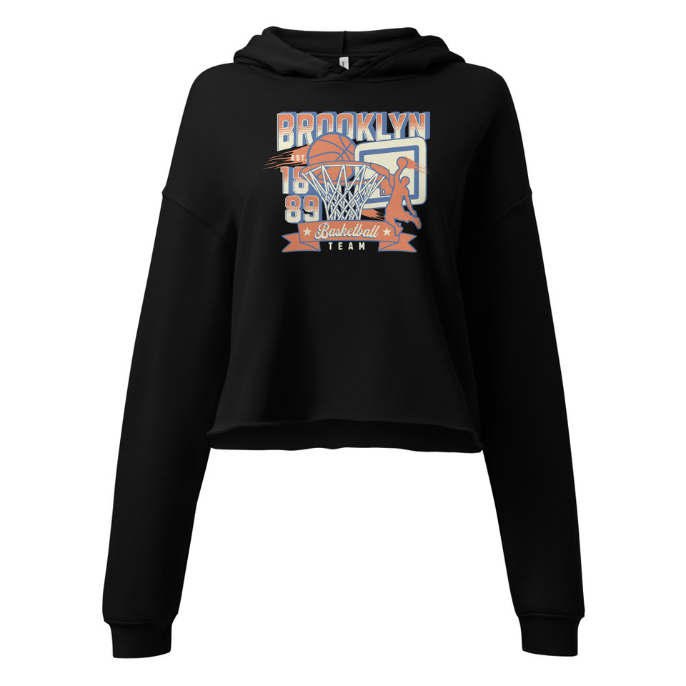 Brooklyn Basketball Team - Athletic Sports Women's Cropped Hoodie