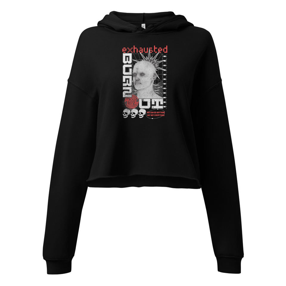 Burn Out - Futuristic 3D Head Women's Cropped Hoodie