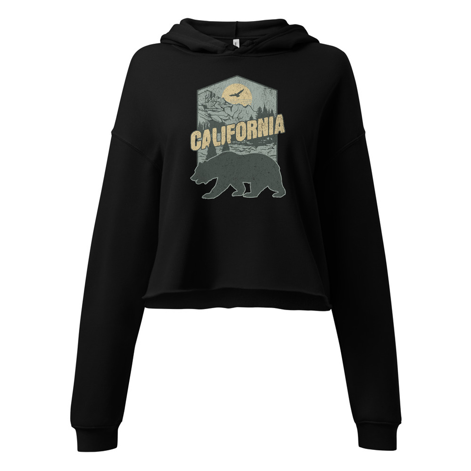 California Bear - Outdoors Wilderness Camping Hiking Women's Cropped Hoodie
