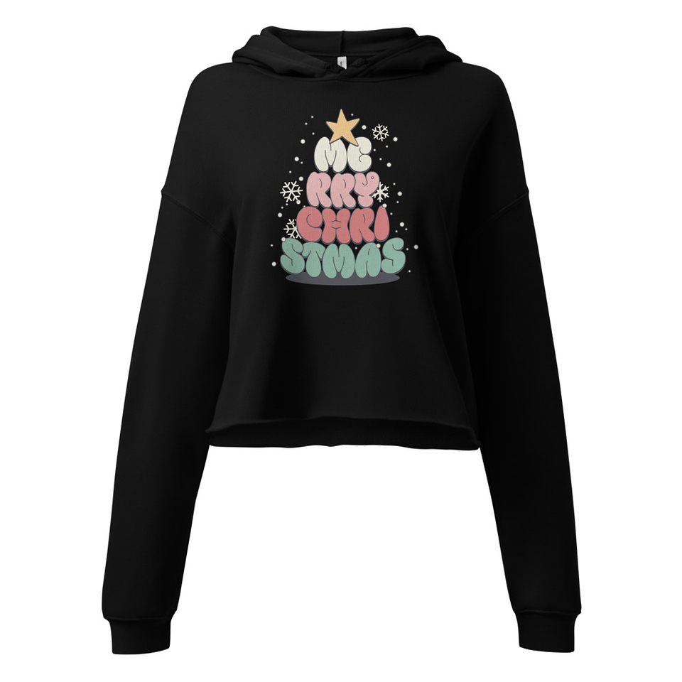 Cartoony Christmas Tree Women's Cropped Hoodie