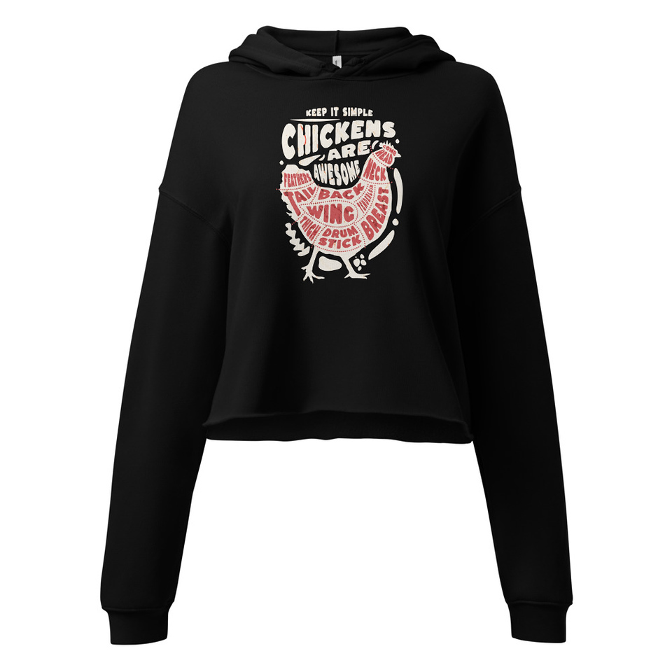 Chickens Are Awesome - Butcher Cuts Women's Cropped Hoodie