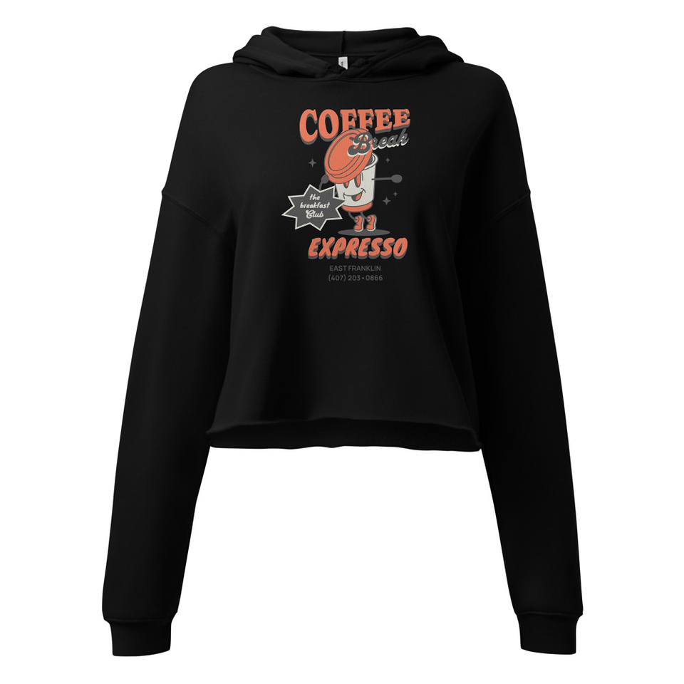 Coffee Break Cartoon Retro 90s  Women's Cropped Hoodie