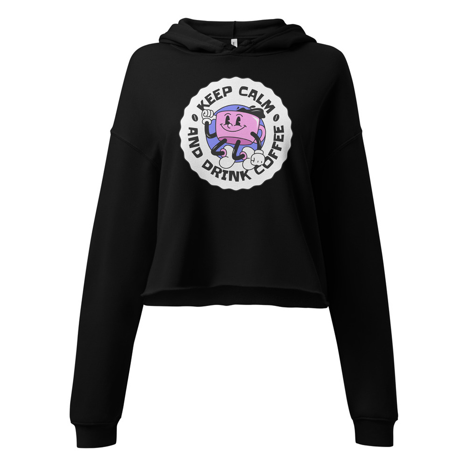 Colorful Fun Retro Style Coffee Quote Women's Cropped Hoodie