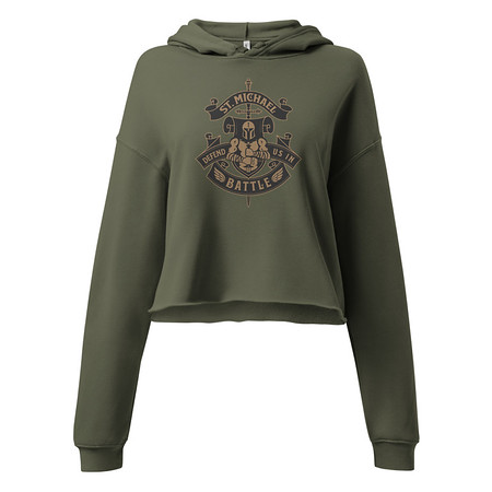 Defend us in battle - Knight with sword Women's Cropped Hoodie
