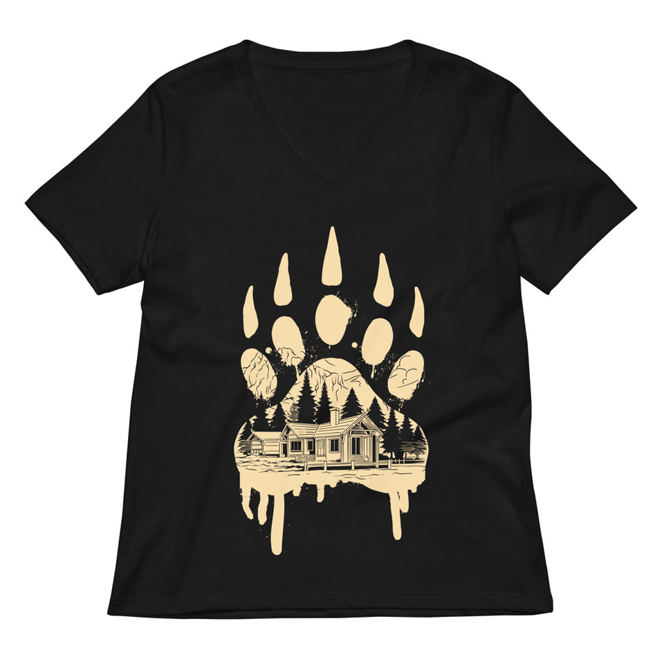 A Beary Good Home Women's Relaxed V-Neck T-Shirt