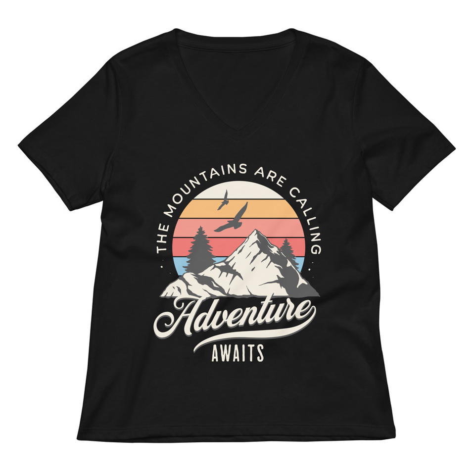 Adventure Await - Wilderness Camping Women's Relaxed V-Neck T-Shirt