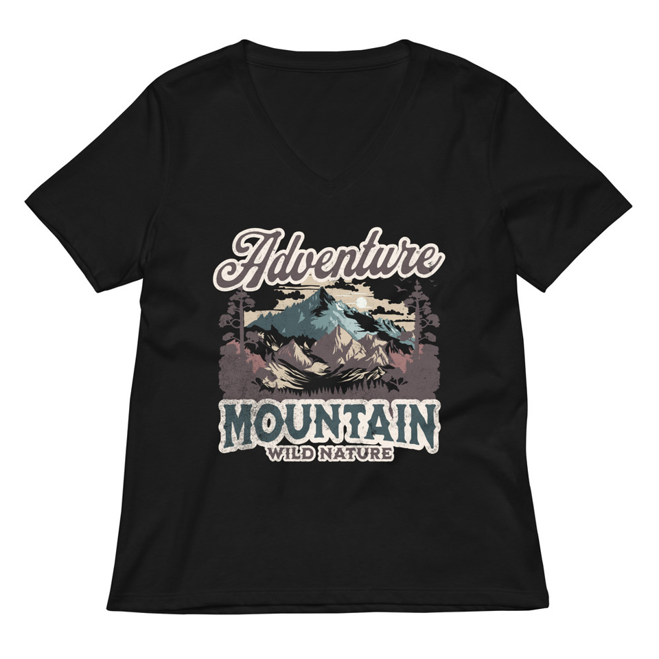 Adventure Mountain Wild Nature Women's Relaxed V-Neck T-Shirt