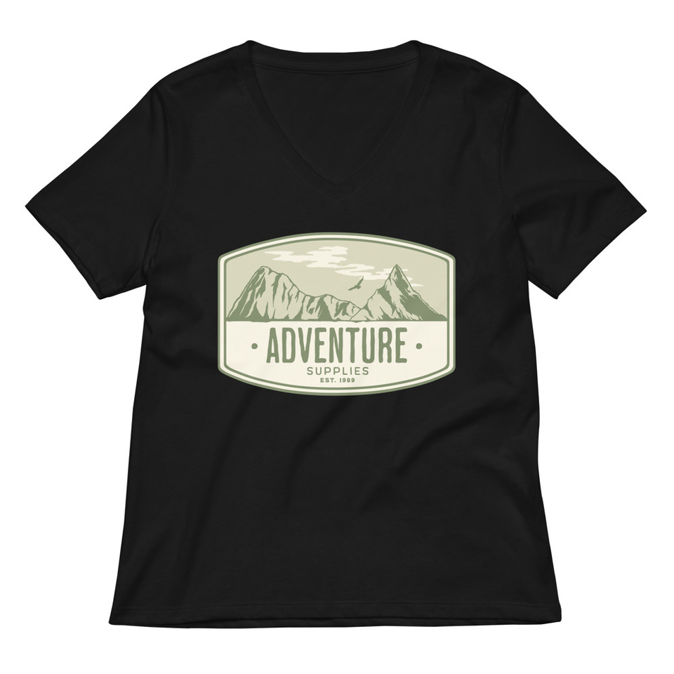Adventure Supplies - Mountain Women's Relaxed V-Neck T-Shirt