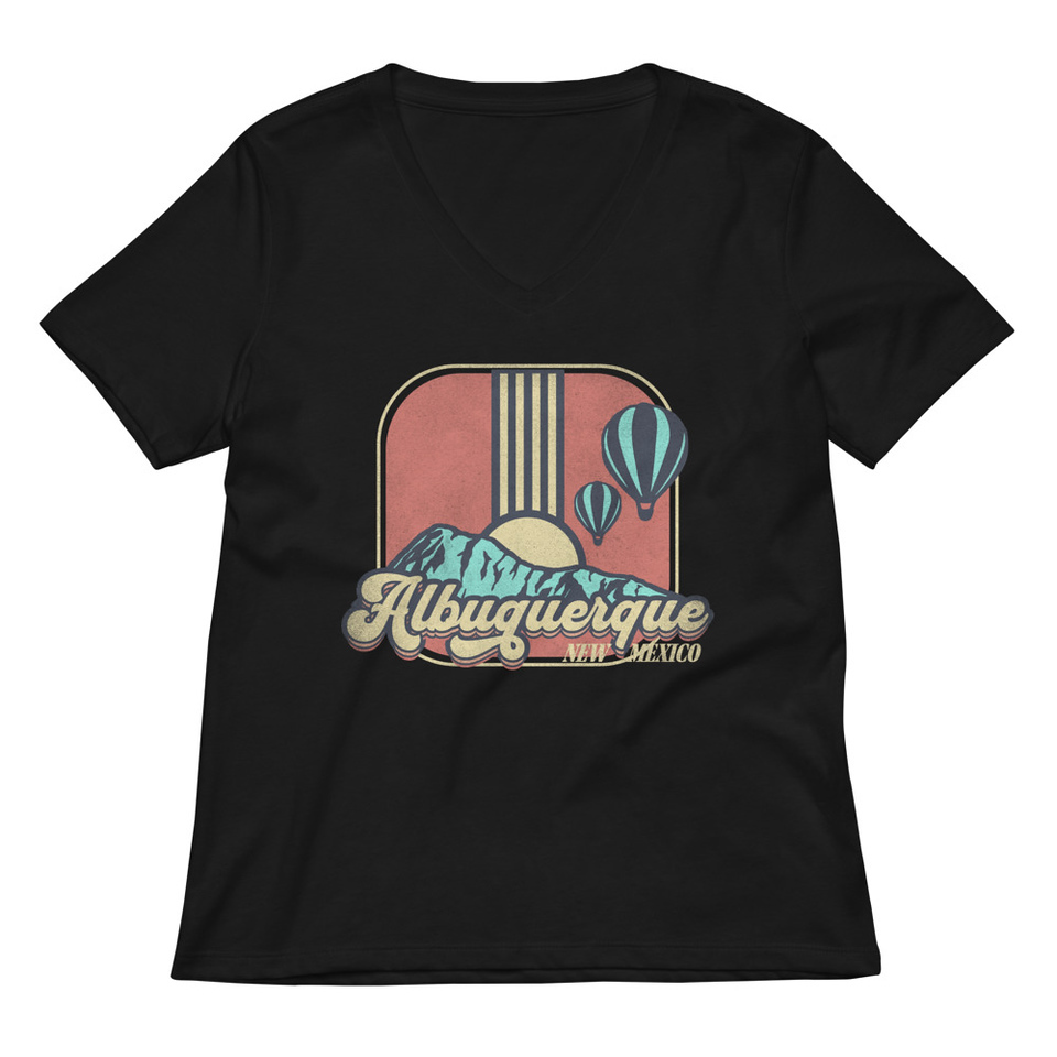 Albuquerque - Retro Hot Air Baloon Women's Relaxed V-Neck T-Shirt