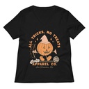 All Tricks No Treats - Pumpkin Mascot Women's Relaxed V-Neck T-Shirt