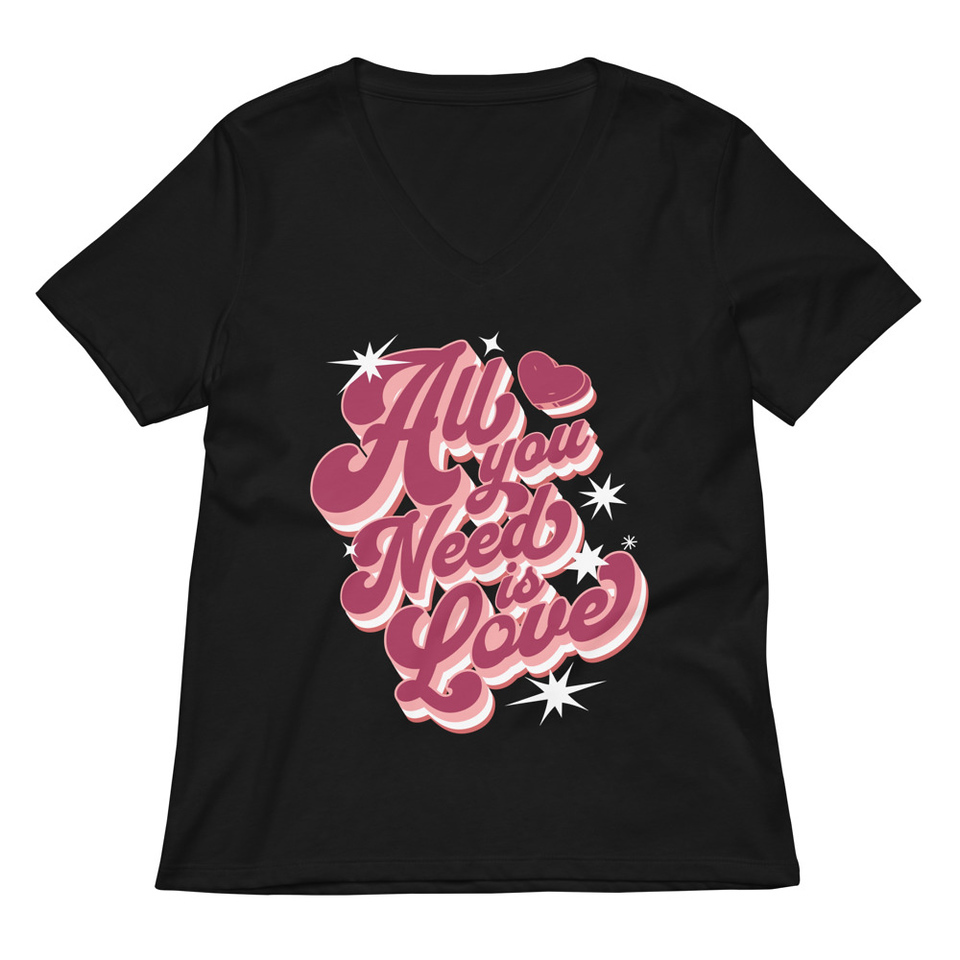 All You Need is Love - Retro Valentines Day Women's Relaxed V-Neck T-Shirt