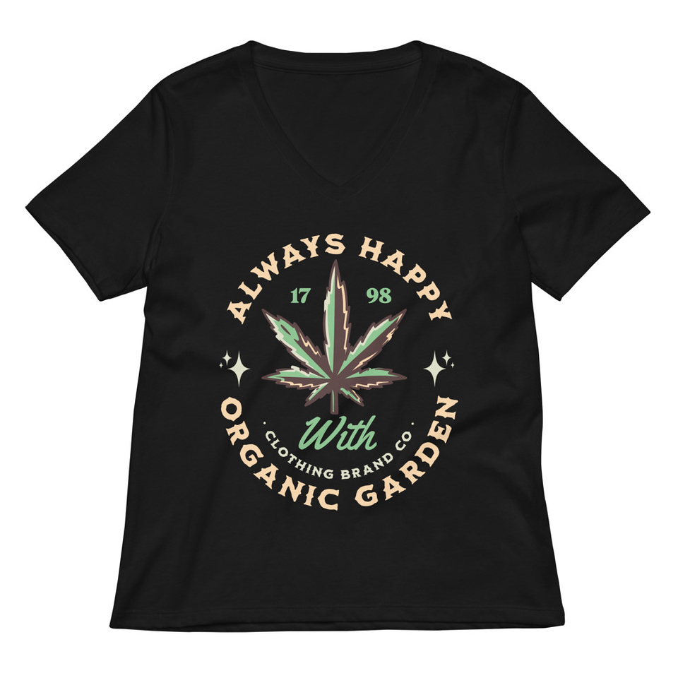 Always Happy - Cannabis Women's Relaxed V-Neck T-Shirt