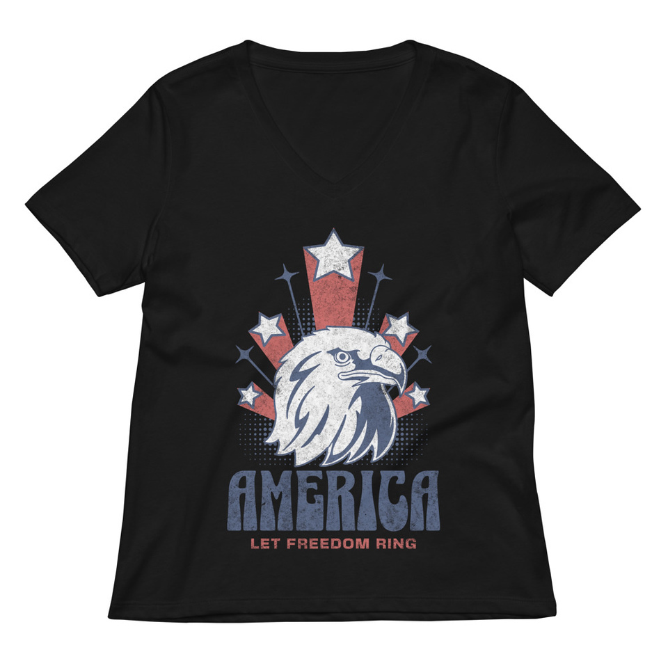 America Women's Relaxed V-Neck T-Shirt