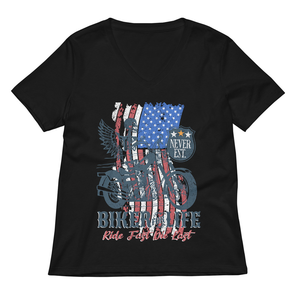 American Biker for Life Women's Relaxed V-Neck T-Shirt