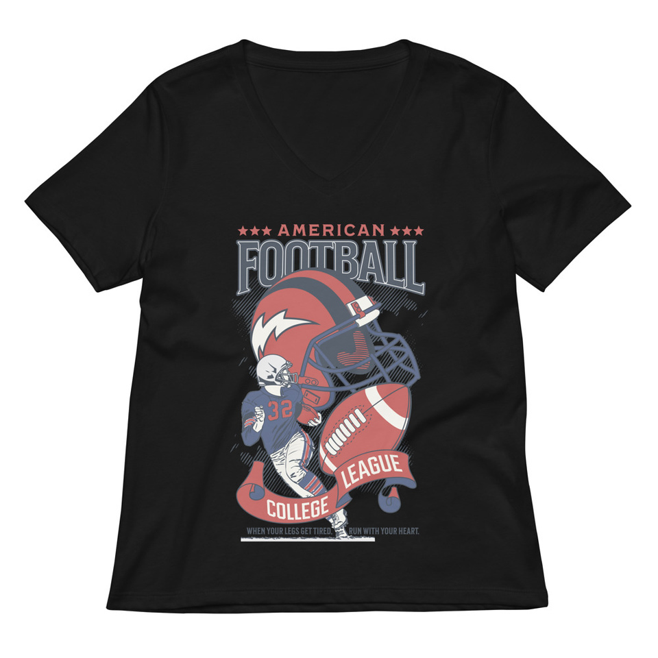 American Football - Athletic College League Women's Relaxed V-Neck T-Shirt