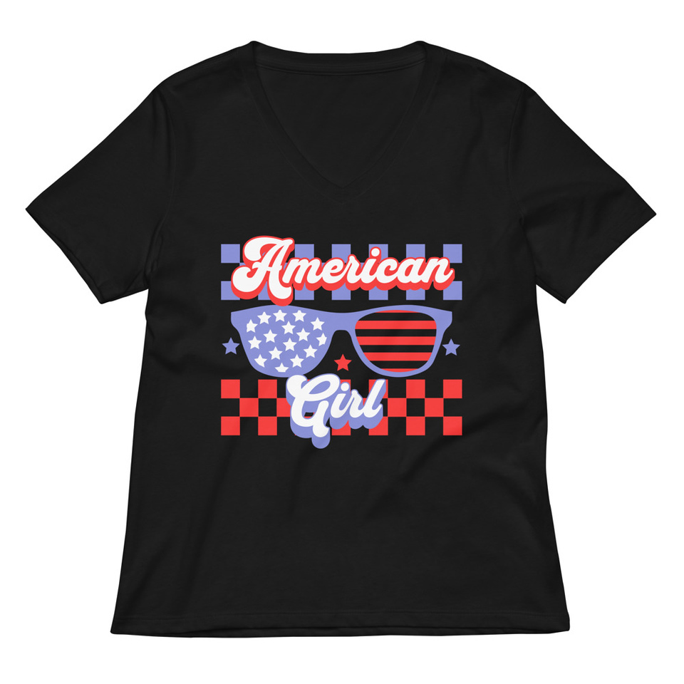 American girl Women's Relaxed V-Neck T-Shirt