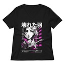 Anime Broken Wings - Neon Japanese Style Women's Relaxed V-Neck T-Shirt