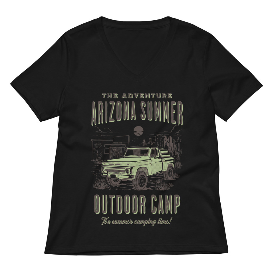 Arizona Outdoor Camp - Classic Truck Women's Relaxed V-Neck T-Shirt