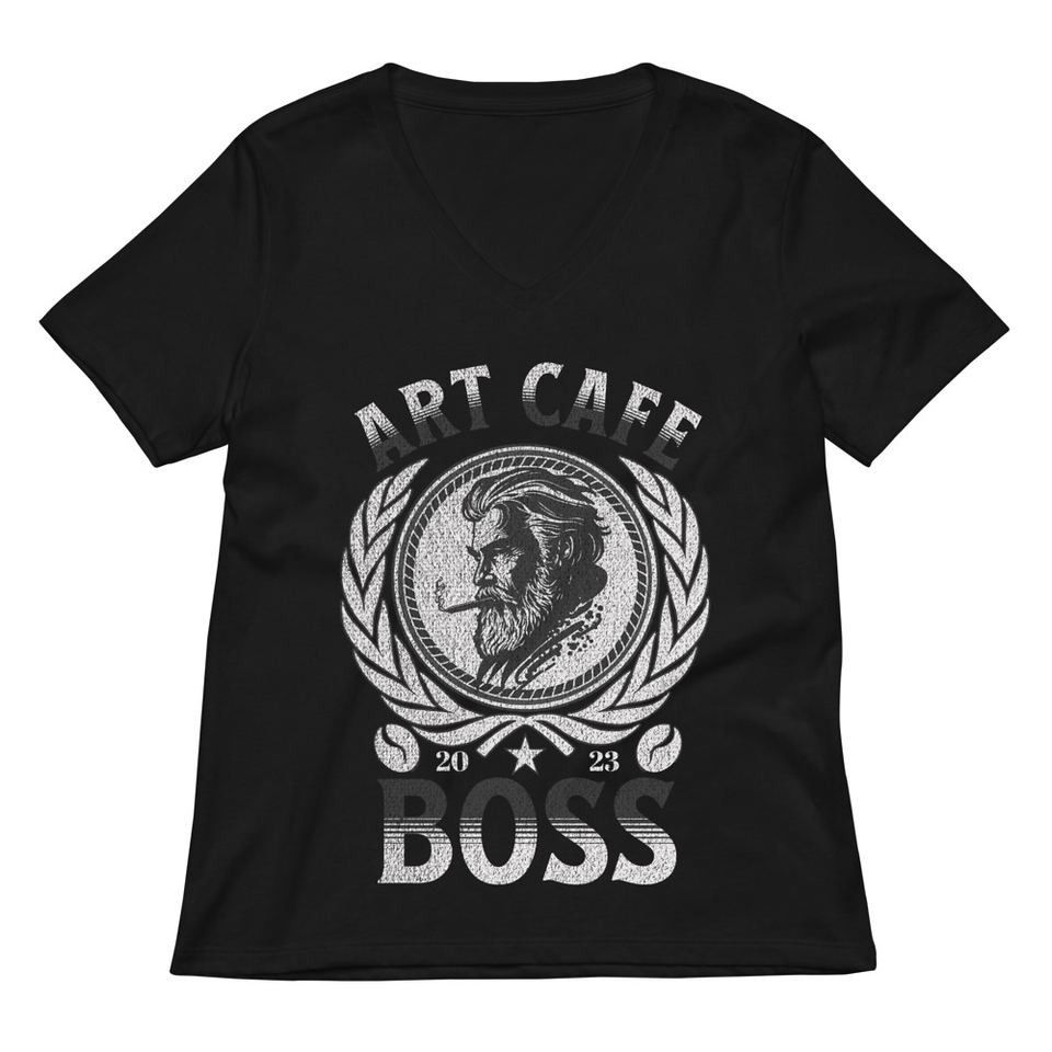 ART CAFE - BOSS Women's Relaxed V-Neck T-Shirt
