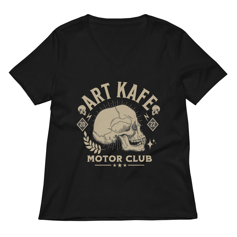 Art Kafe Motor Club Women's Relaxed V-Neck T-Shirt