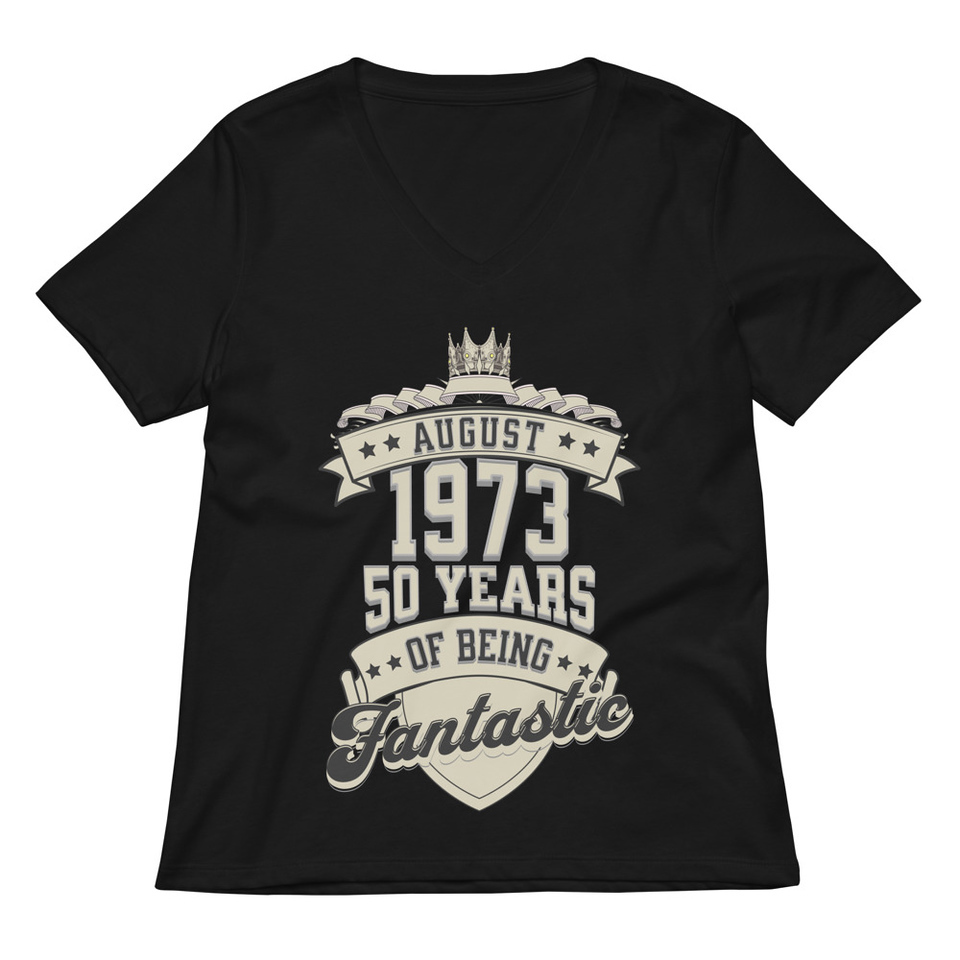 August 1973 - 50 Years Of Being Fantastic Women's Relaxed V-Neck T-Shirt