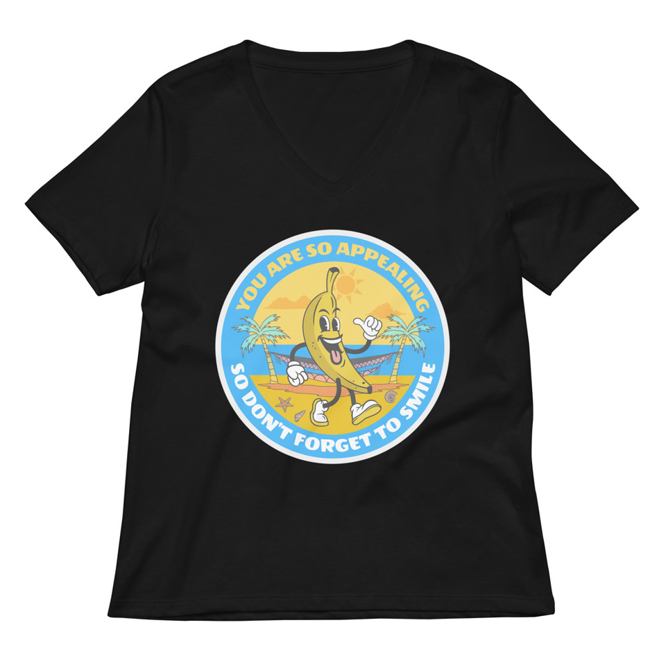 Banana project _-) Women's Relaxed V-Neck T-Shirt