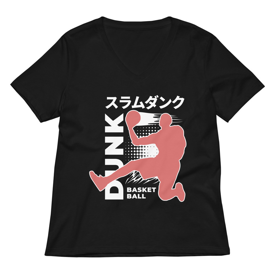 Basketball Dunk Women's Relaxed V-Neck T-Shirt