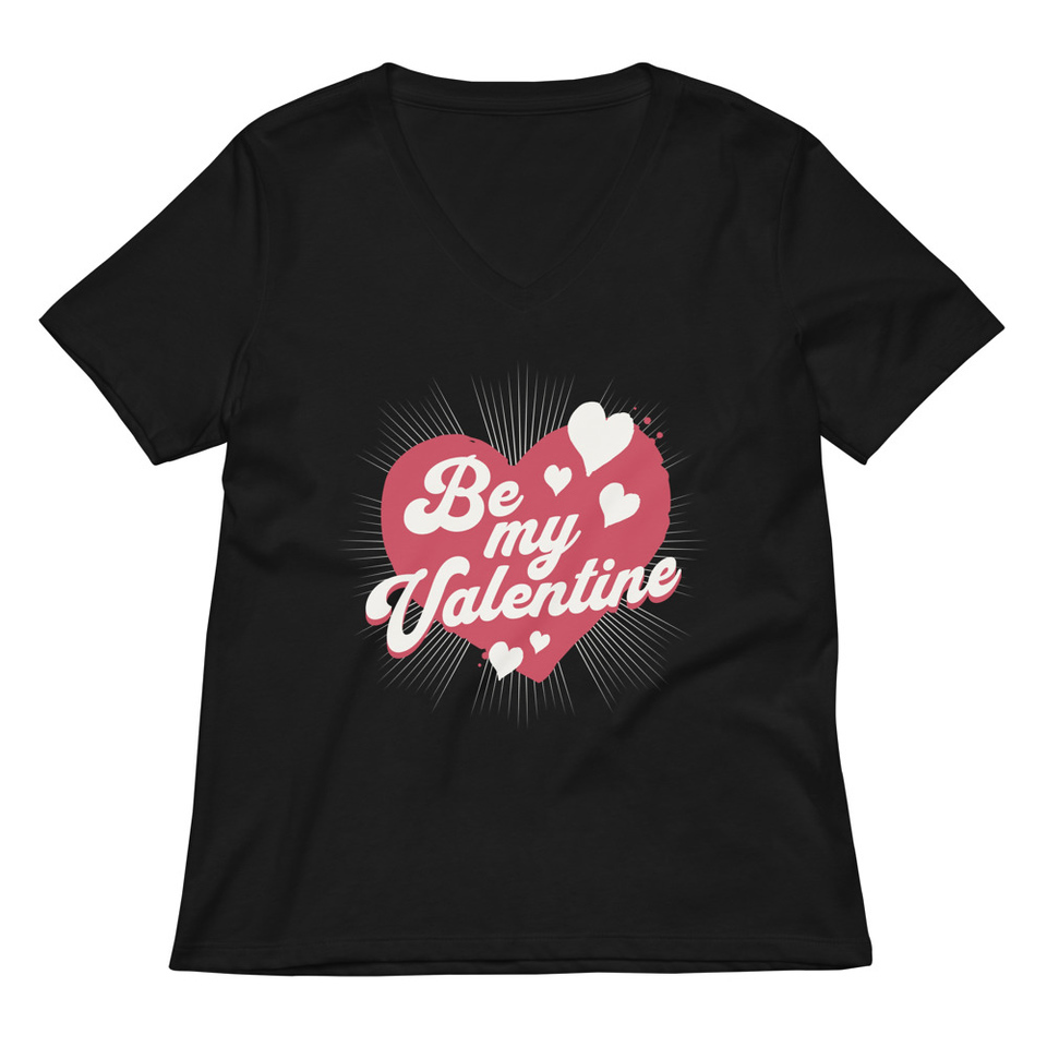 Be my Valentine - Love Heart Women's Relaxed V-Neck T-Shirt
