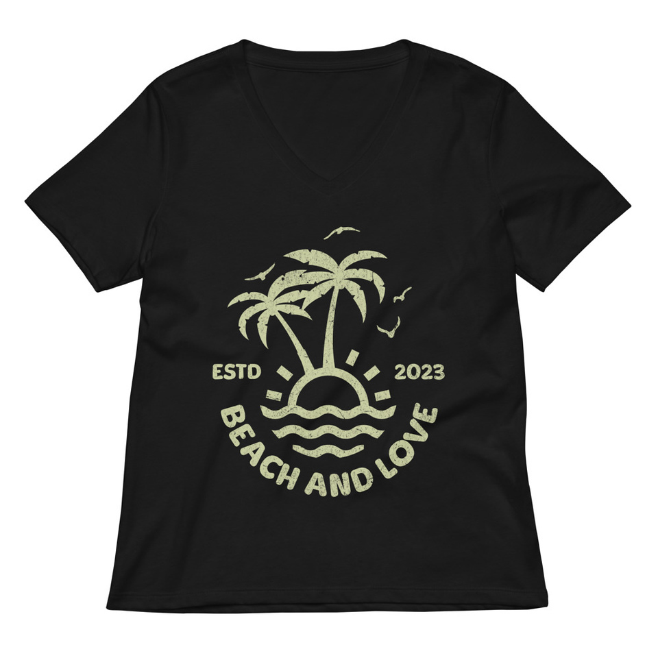 Beach and Love Women's Relaxed V-Neck T-Shirt