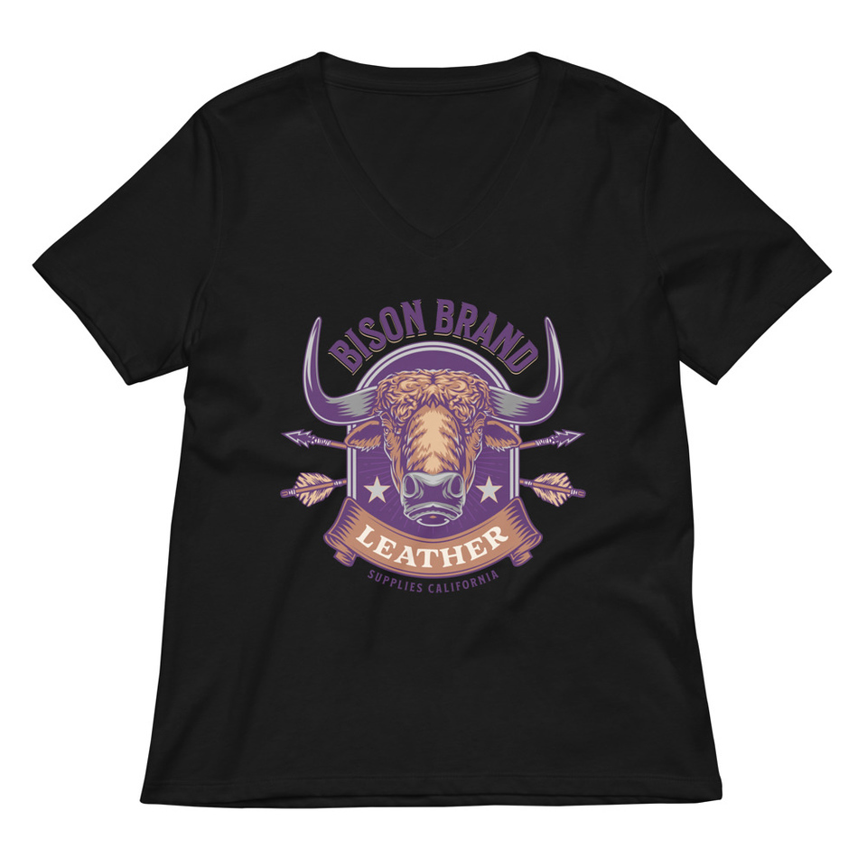Bison Brand Leather - Animal Women's Relaxed V-Neck T-Shirt
