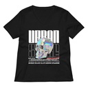 Black 3D Skull Women's Relaxed V-Neck T-Shirt