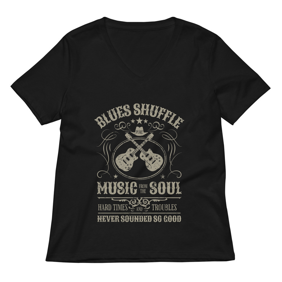 Blues Music from the Soul - Guitar Women's Relaxed V-Neck T-Shirt