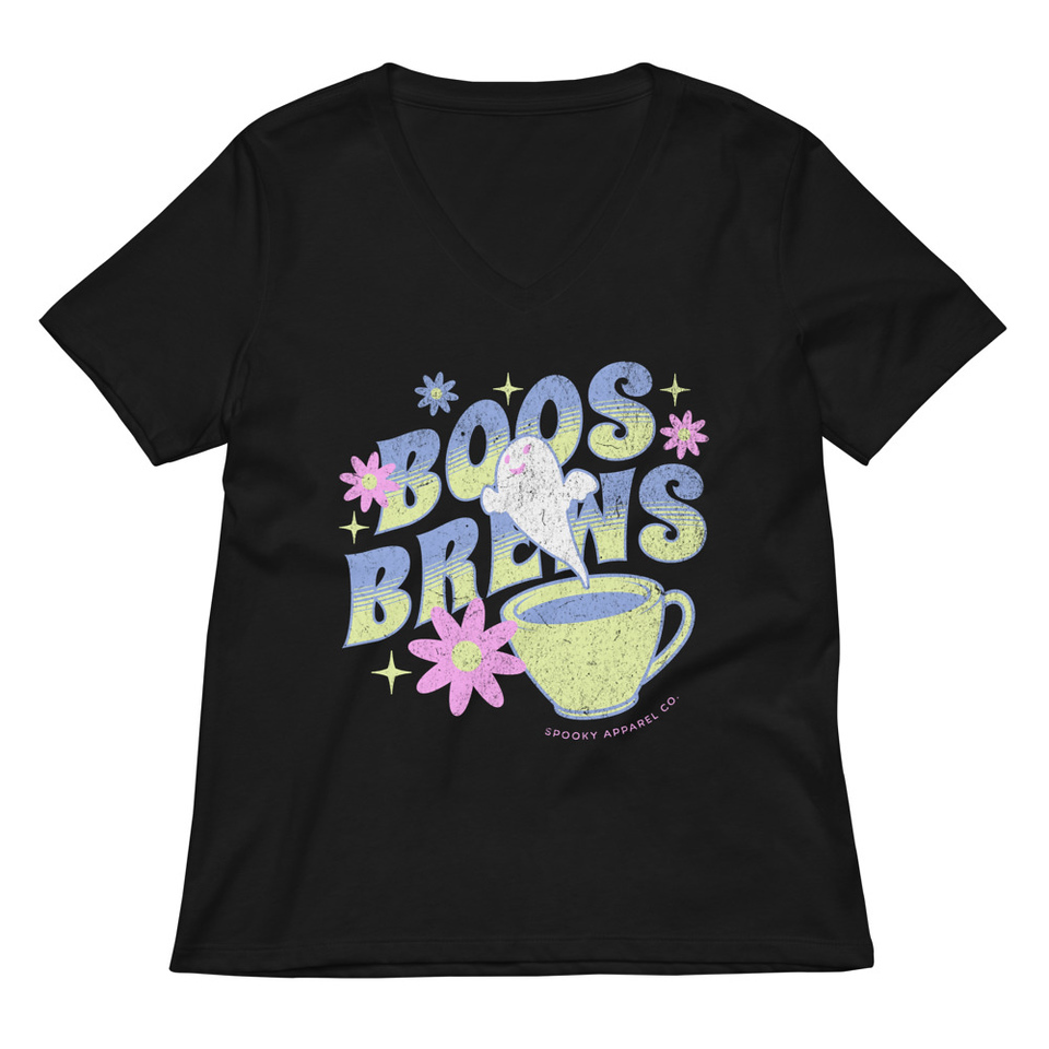 Boos + Brews - Halloween Women's Relaxed V-Neck T-Shirt