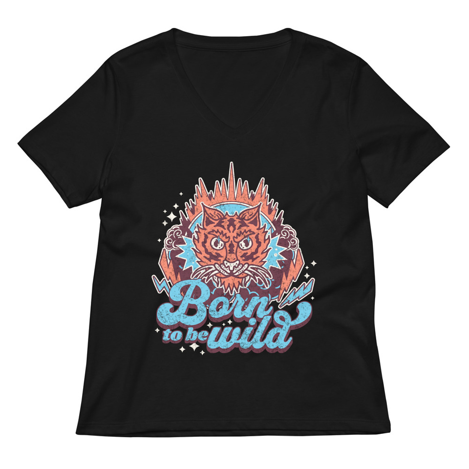 Born to be Wild - Tiger Women's Relaxed V-Neck T-Shirt